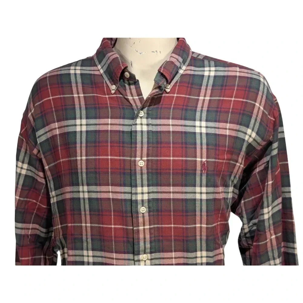 VTG Polo Ralph Lauren Blake Flannel Plaid Cotton Button Down Shirt Sz 2XL EUC